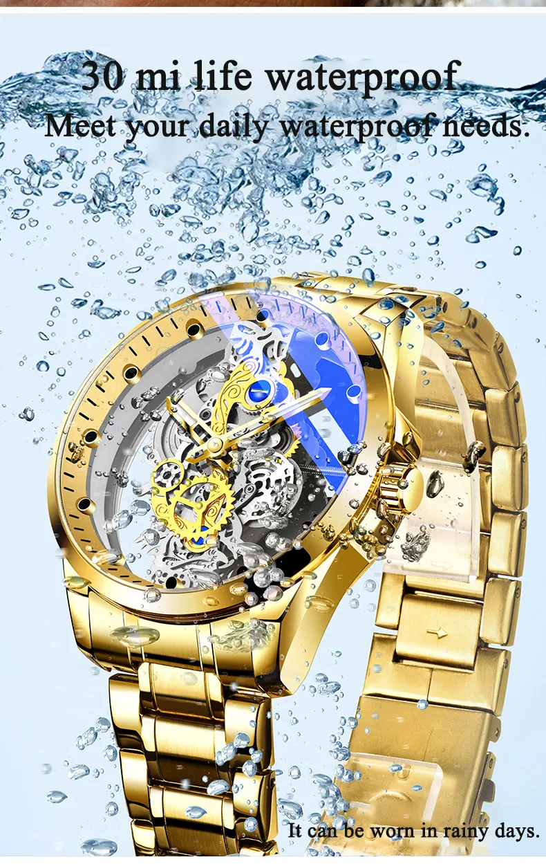 Men Watch Skeleton Automatic Quartz Watch Gold Skeleton Vintage Man Watch Mens Watches Top Brand Luxury - Image 15