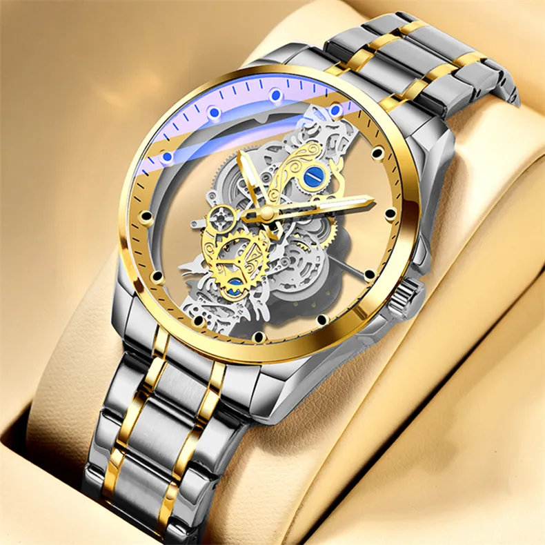 Men Watch Skeleton Automatic Quartz Watch Gold Skeleton Vintage Man Watch Mens Watches Top Brand Luxury - Image 5