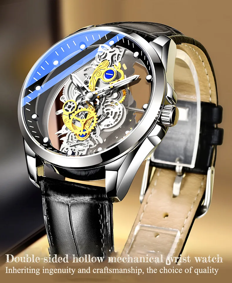 Men Watch Skeleton Automatic Quartz Watch Gold Skeleton Vintage Man Watch Mens Watches Top Brand Luxury - Image 14