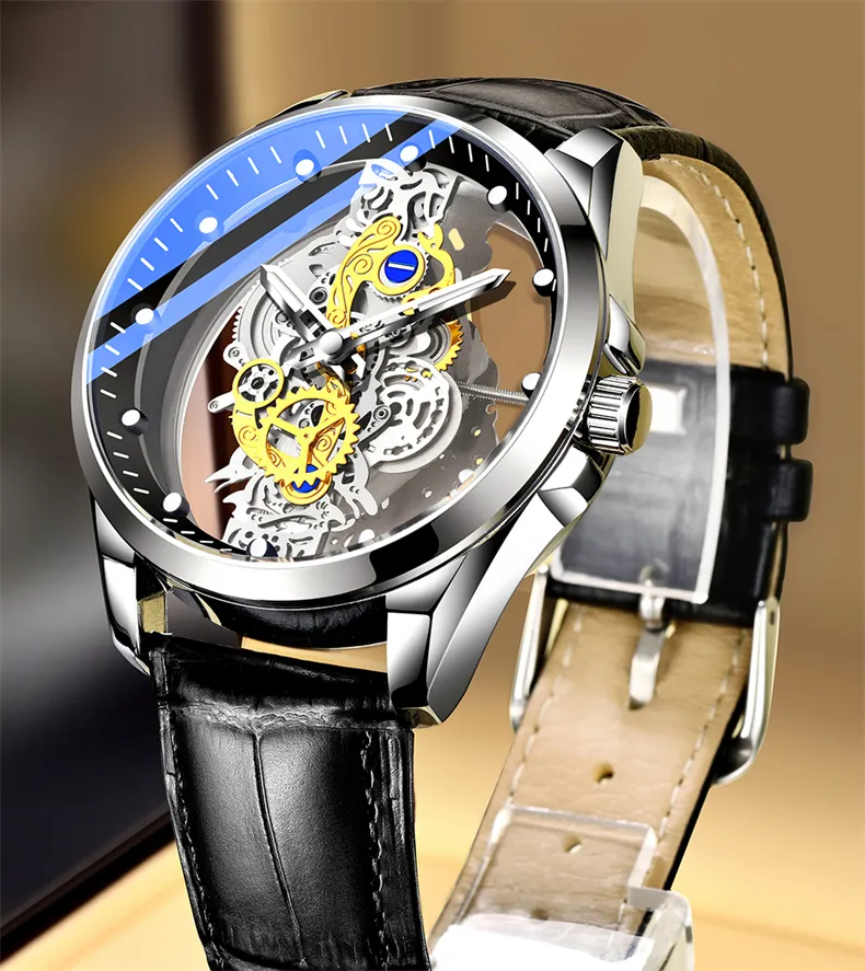 Men Watch Skeleton Automatic Quartz Watch Gold Skeleton Vintage Man Watch Mens Watches Top Brand Luxury - Image 9